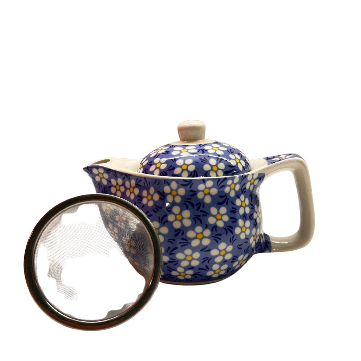 Oriental Tea Pot Small Blue White Flowers